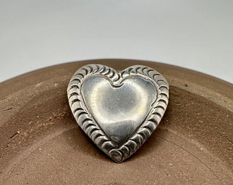 Vintage Southwestern sterling silver stamped heart button cover