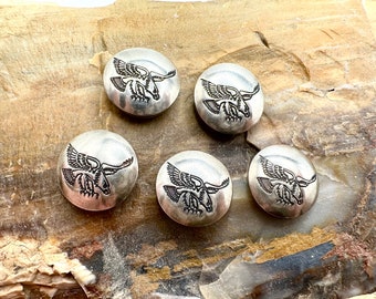 Vintage Set of Five Sterling Silver Southwestern flying eagle Button Covers