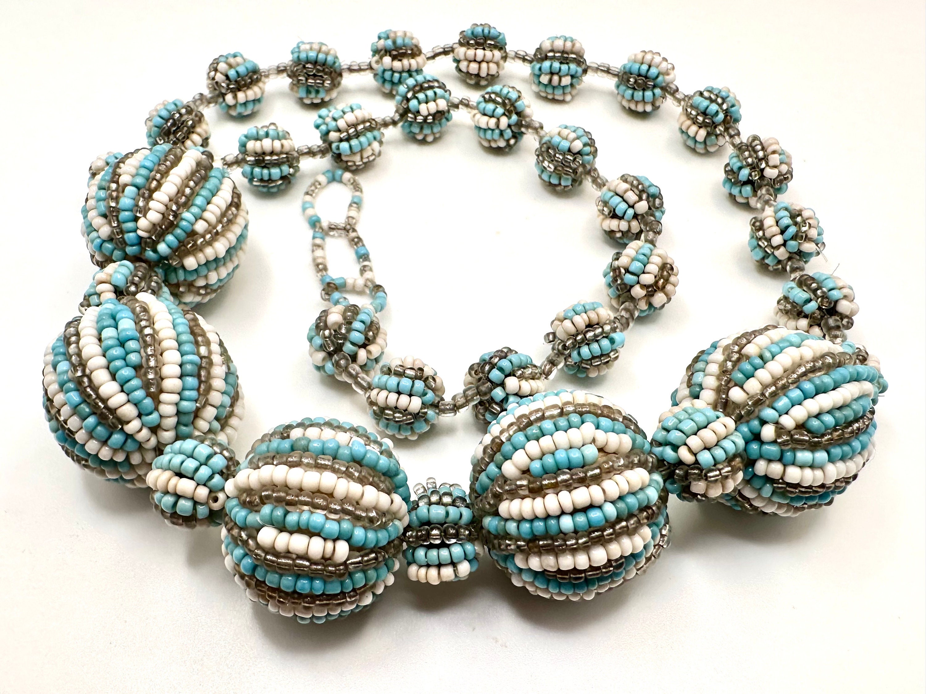 Vintage African rainbow seed bead southwestern Boho extra long Necklace belt 54 1786013952-  main image 3