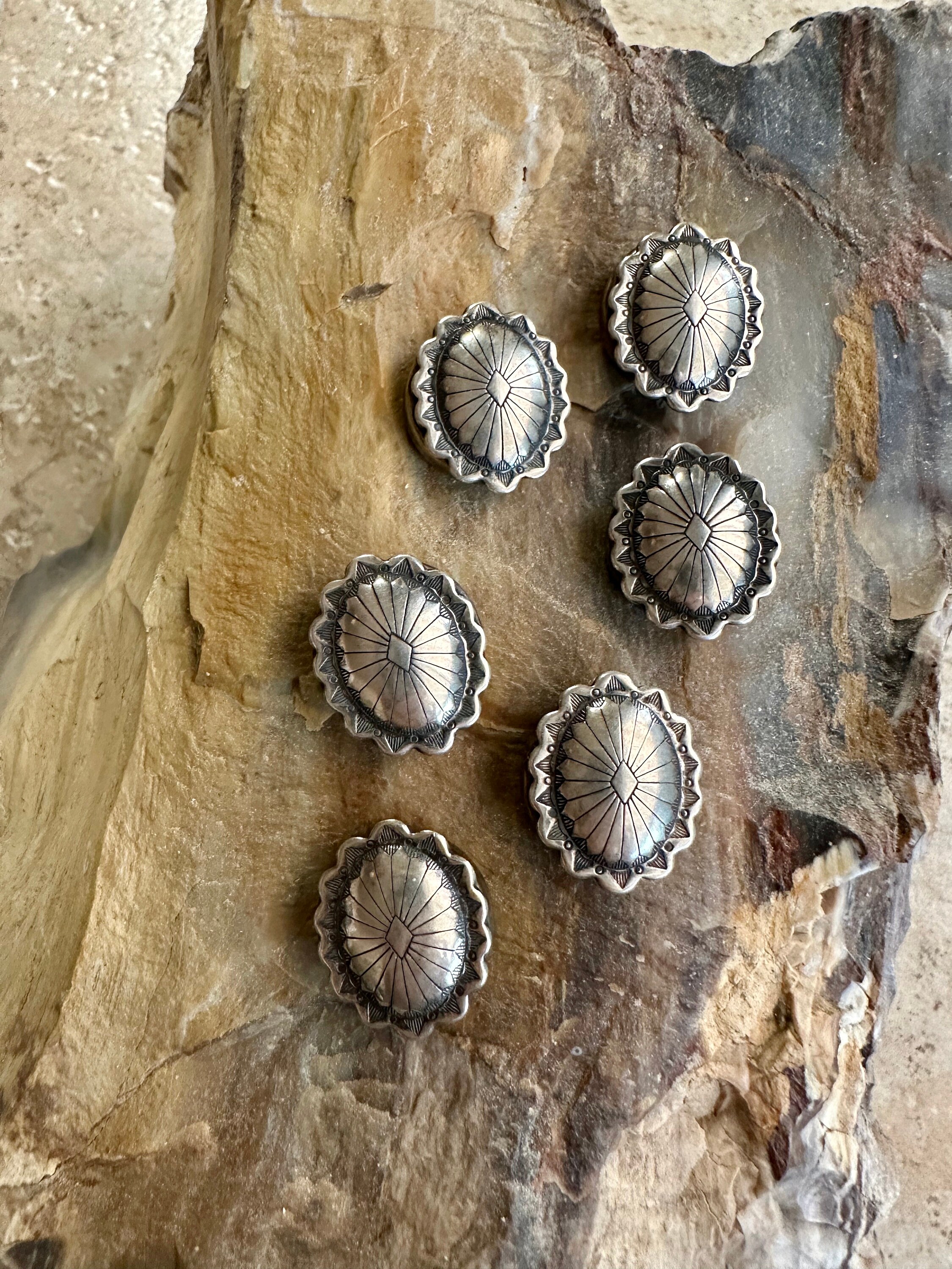 Vintage Set of Six Sterling Silver Southwestern Navajo Style