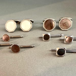 Lot of vintage unmatched mother of pearl & abalone shell cufflinks and shirt button studs