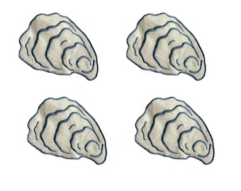 Oyster Bestickte Cocktail Servietten - 4er Set