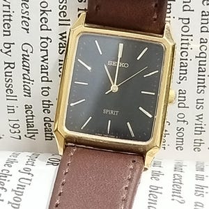 Vintage Seiko Spirit Tank 7N01 5180 Gold Plated Black Gold Dial JAN 1998 JDM