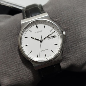 Vintage Seiko Chronos 5H23 6B50 MOP White Dial 34MM Day Date NOV 1989 JDM