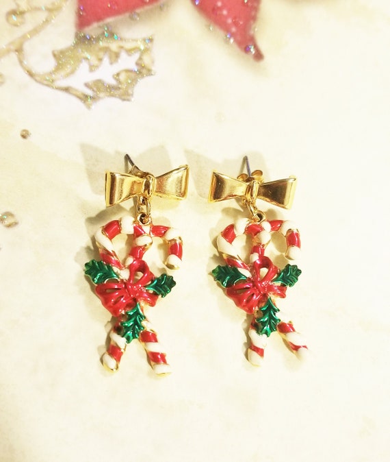 Candy Cane Earrings, Christmas Earrings, Candy Can