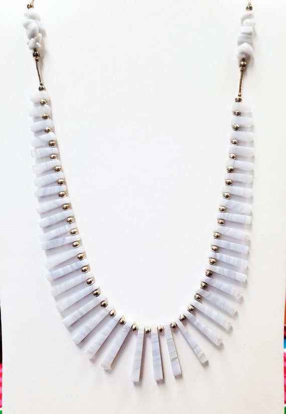 Vintage Blue Lace Agate Necklace, Lace Agate Necklace, Agate Necklace, Healing Energy