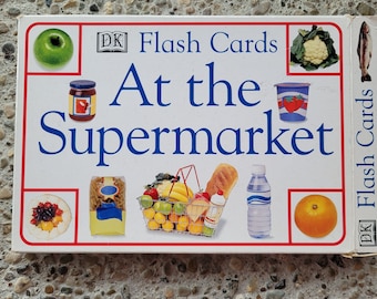 Vintage Flash Cards At the Supermarket Preschool Flash Cards of food