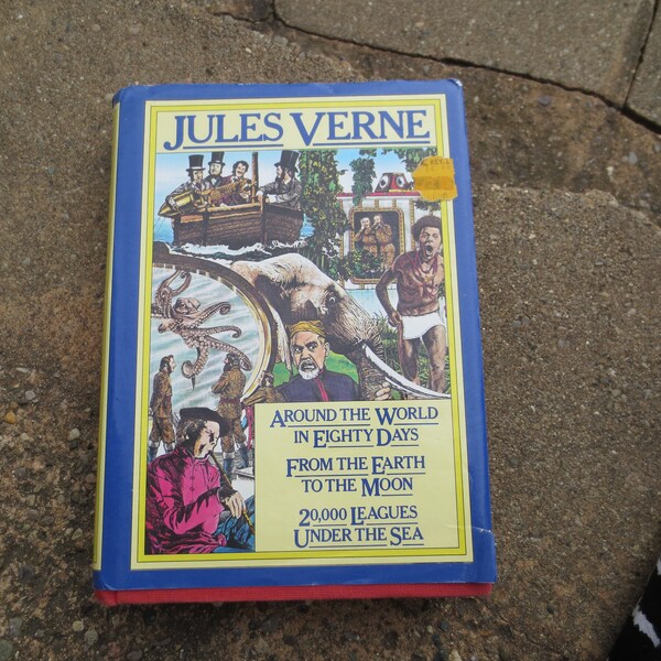 Vintage Book Jules Verne Classics Around the World in Eighty Days, From the Earth to the Moon and 20,000 Leagues Under the Sea