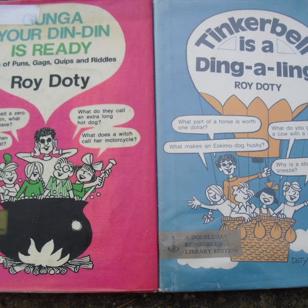 Vintage Roy Doty Bücher Gunga Ihr Din-Din ist bereit und Tinkerbell ist ein Ding-A-Ling Kinder-Scherzbücher