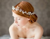 Crystal Hair Vine Wedding Headband, Crystal Bridal Crown, Pearl Hair Vine Bridal Headband, Crystal Pearl Bridal Headpiece - Breathless