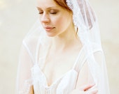 Elfenbein Französisch Spitze Fingerspitze Hochzeit Schleier, kurze Chantilly Spitze Mantilla Brautschleier, traditionelle Handarbeit spanische Mantilla Schleier - Stil 308