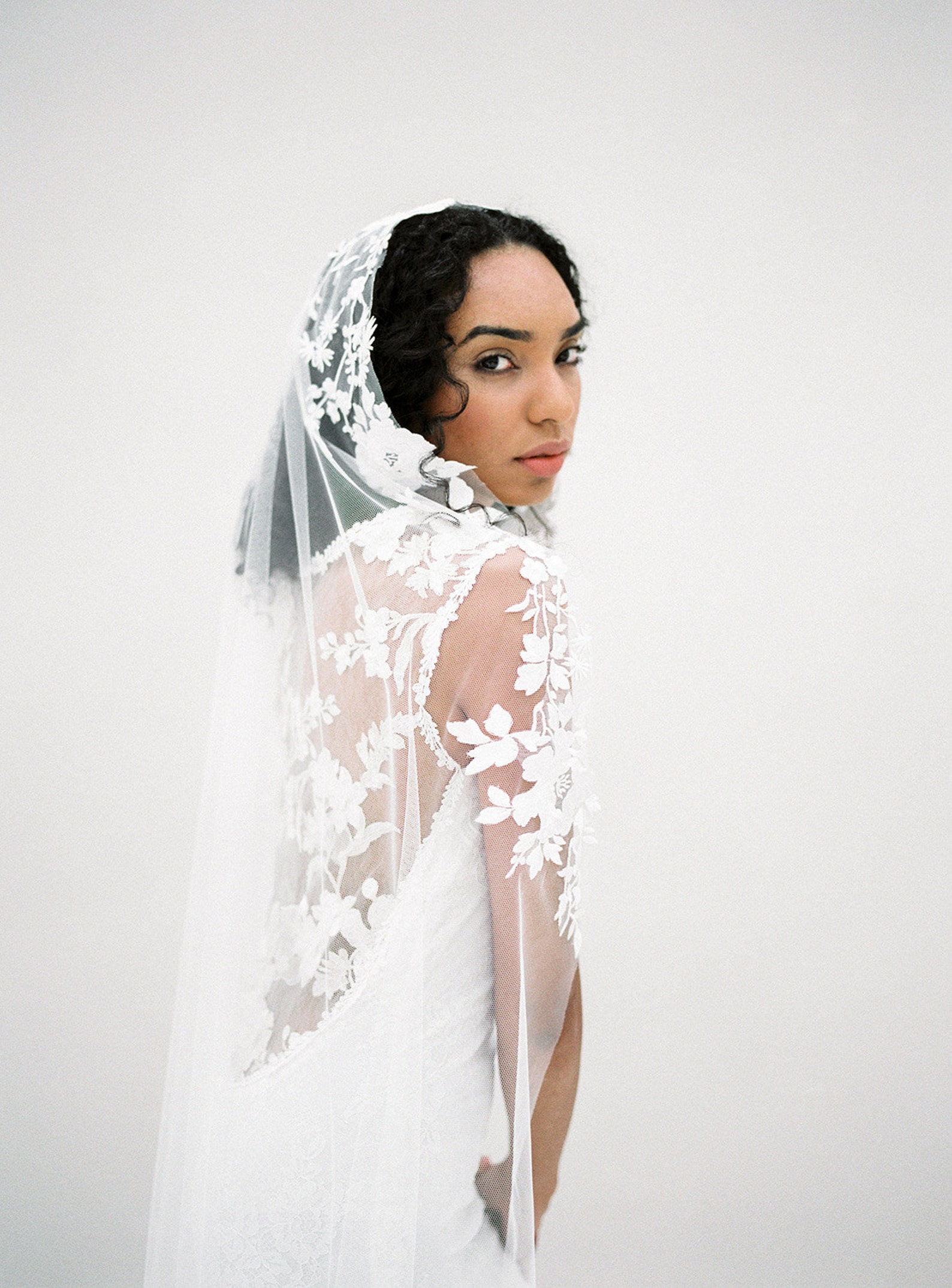Floral Embroidered Wedding Veil Bridal Veil Long Veil Ivory | Etsy