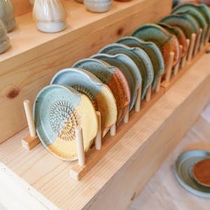 Handmade Ceramic Spoon Rest, Garlic Grater, Tea Bag Holder, Countertop Catch-All Tray