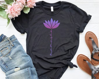 Namaste Shirt, Lotus flower, Namaste yoga tee, yogini gift, shirt for yoga lover, Meditation tshirt, yoga shirt for her, yoga gift for her
