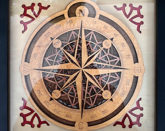 Wind Rose - Wooden Table 30x30 cm