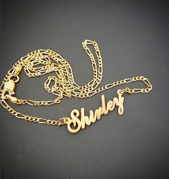 Real gold necklace with name in cursive clearance