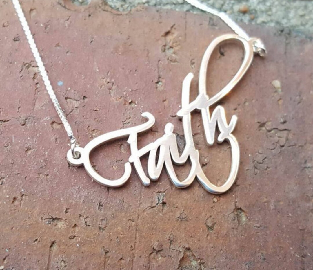 Faith Name Necklace Christian Gift for Her Custom Name Etsy