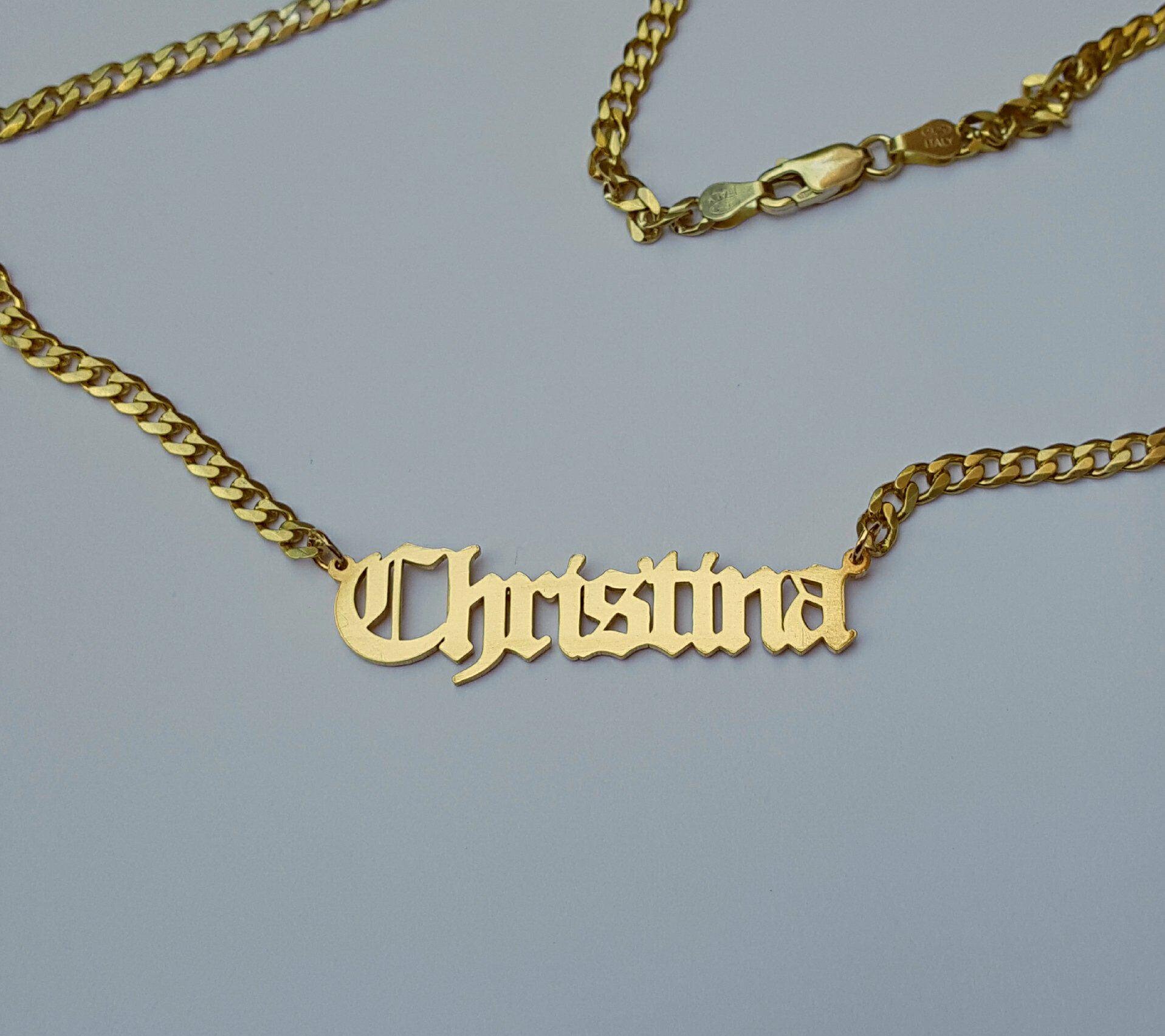 Cuban Chain Old English Name Necklace 