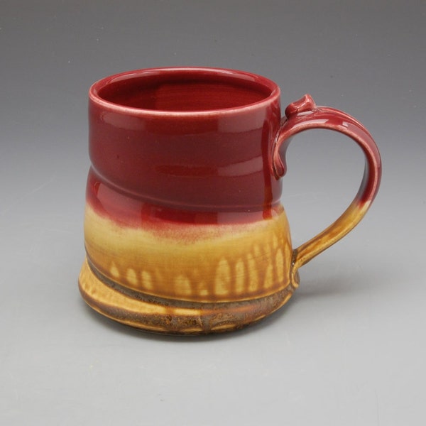 Cranberry Red and Golden Brown Mug
