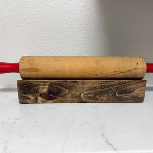 Rolling Pin Wood Stand Holder With Vintage Wood Rolling Pin Red Handles