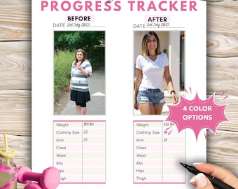 Before and After Weight Loss Progress Tracker, Photo Log, Picture Tracker, Body Transformation Printable, Body Measurement Journal, Download