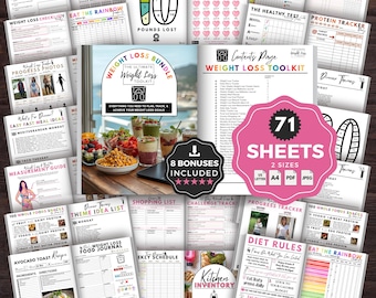 Journal Pages For Weight Loss PDF, Weight Loss Planner, Weight Loss Journey Printable, Fitness Planner, Meal & Food Diary, Grocery List