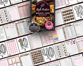 High Protein Meal Planner Printable, Weight Loss Planner for Women, Meal Prep Journal, Protein Tracker Sheets, Nutrition Tracker, Food Log