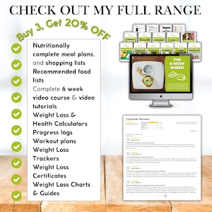 May include: An advertisement for a weight loss program. The image features a computer screen displaying a weight scale and the text "The 6 Week Shred." Additional text lists features like meal plans, video tutorials, and weight loss trackers.