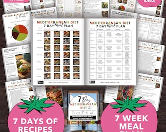 Mediterranean Diet for Weight Loss: 7 Day Meal Plan, Healthy Eating Guide, Printable Grocery List, Meal Ideas Food List, Diet Bundle PDF