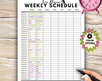 Planificador semanal de bloques de tiempo, plantilla de horario digital, herramienta de gestión del tiempo, seguimiento de tareas, planificador de salud, planificador de actividad física, horario de trabajo