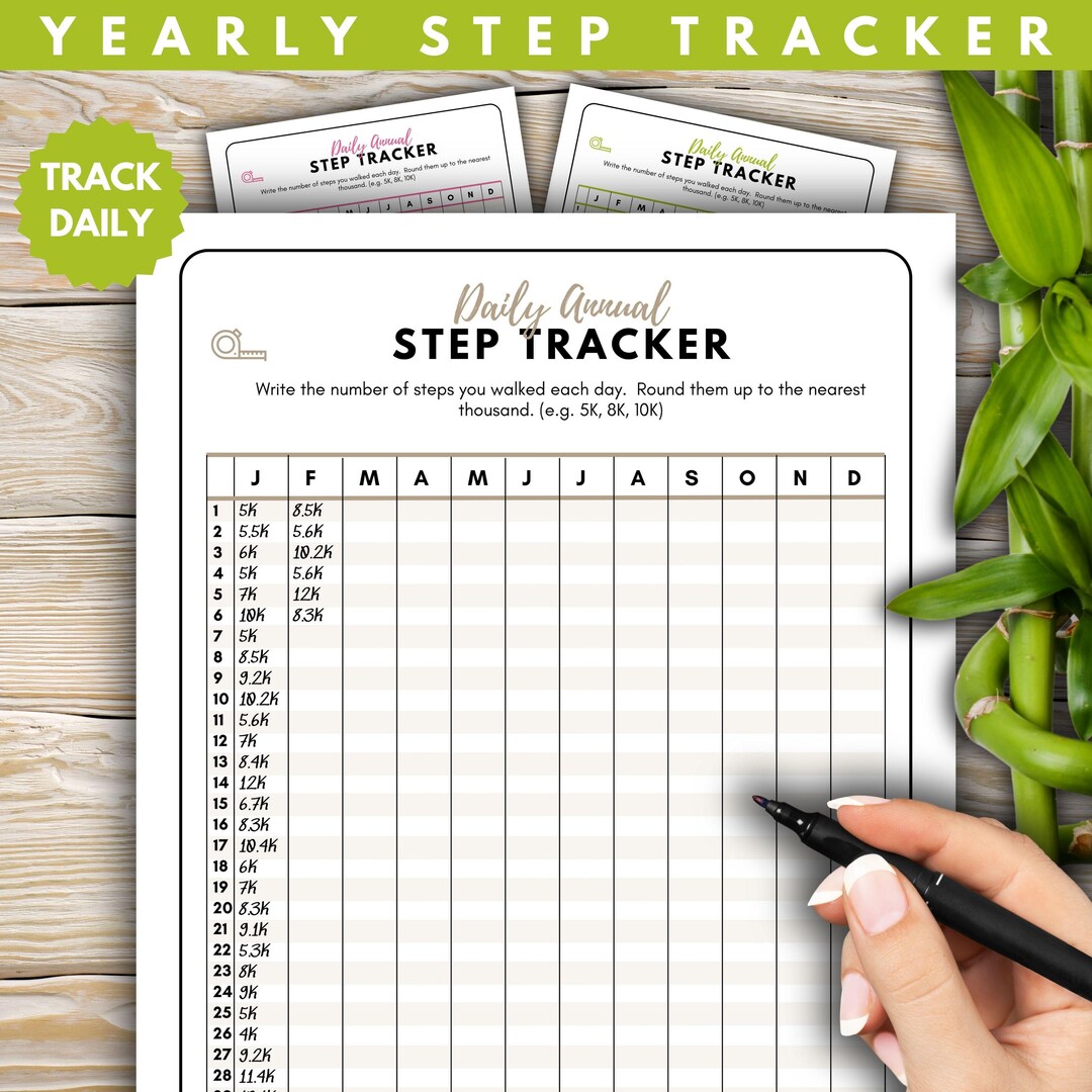 Daily Step Tracker Printable, Monthly Step Log, Fitness Tracker Template, Walking Journal, Daily ...