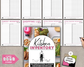 Kücheninventarisierung, druckbarer Food Organizer, Pantry & Gefrierschrank-Manager, Food Tracker PDF, digitaler Download für die Organisation zu Hause