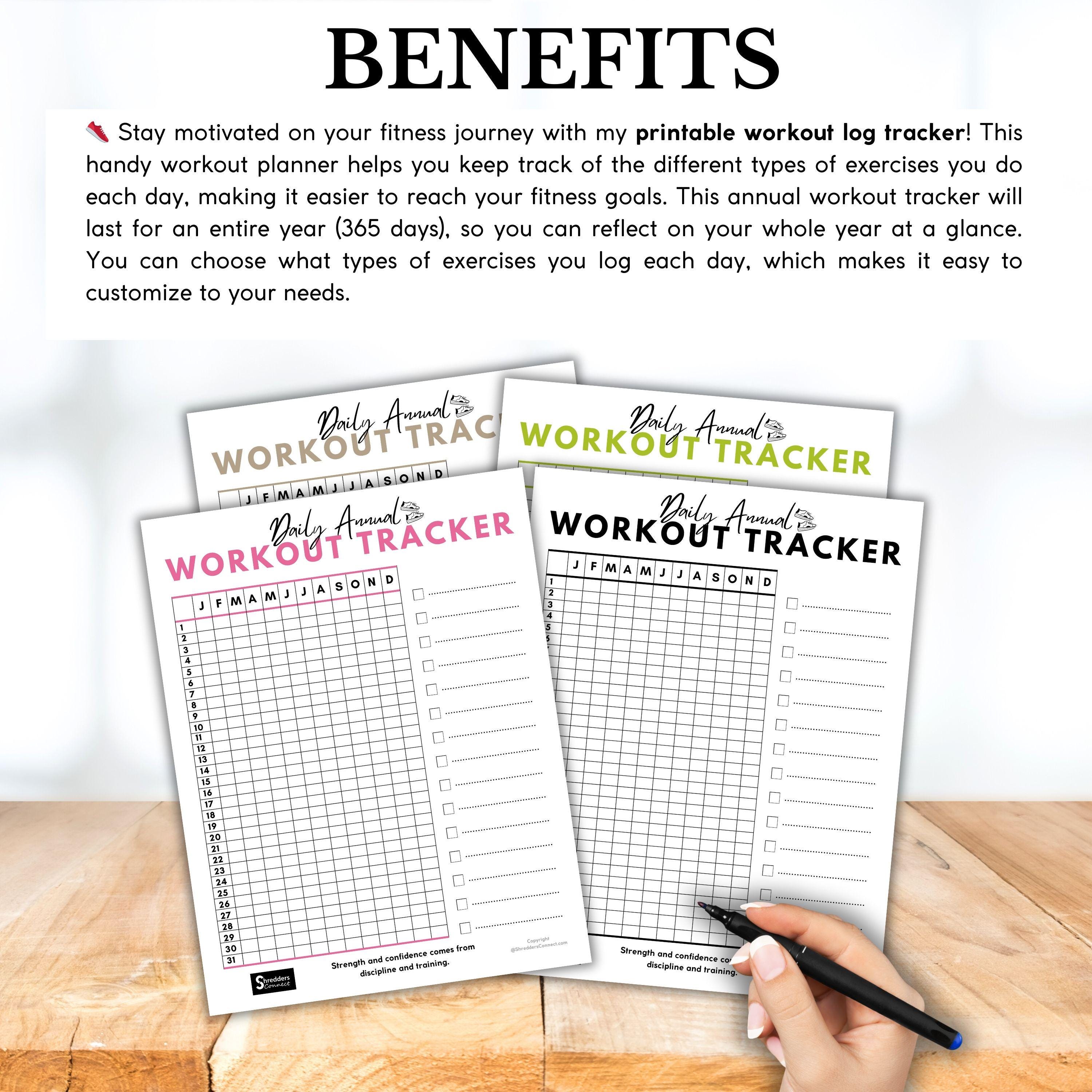 Printable Workout Log Tracker, Daily Fitness Planner, Exercise Log ...