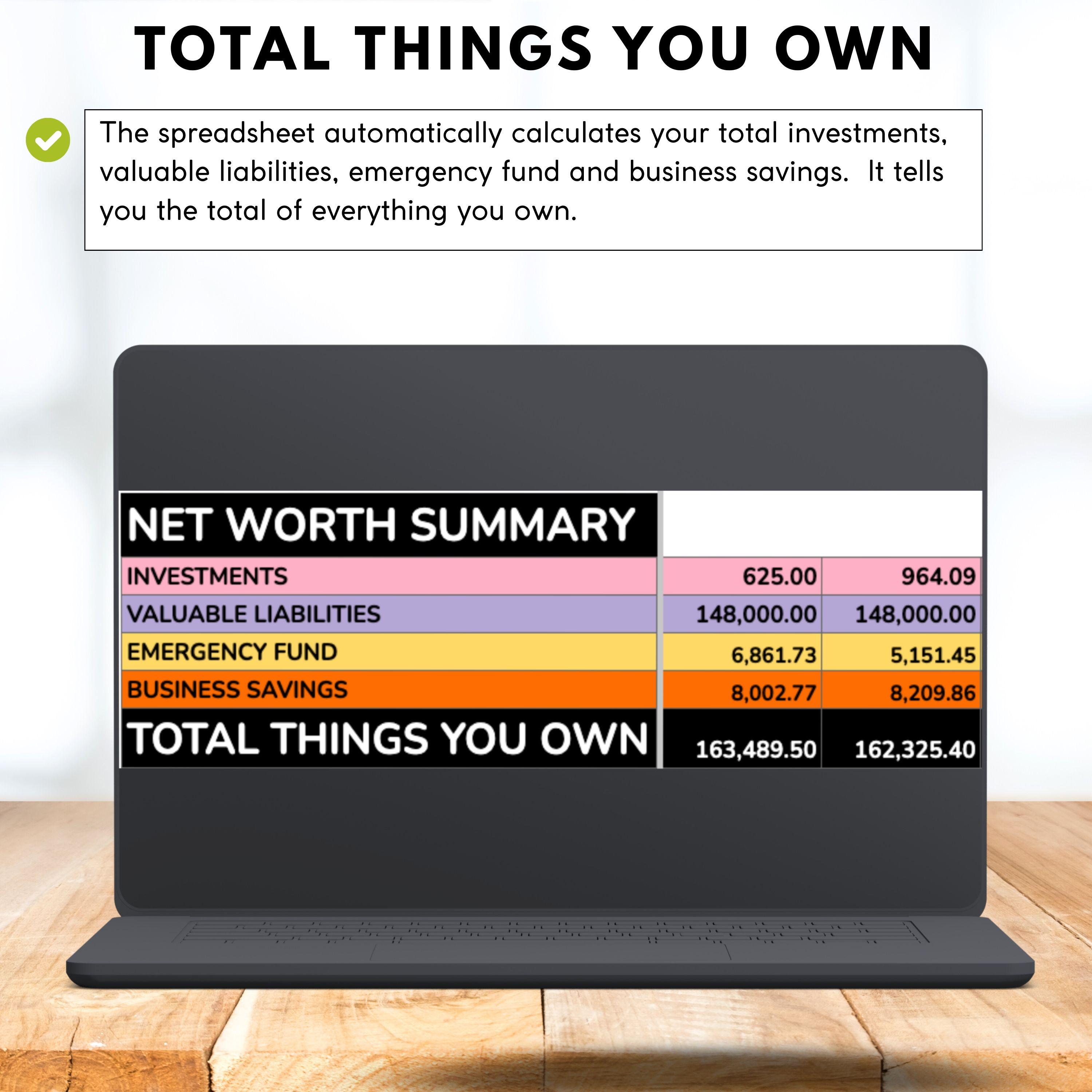 Net Worth Tracker Google Sheets Excel Spreadsheet Investments Equity ...