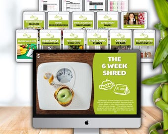 6 Week Shred Weight Loss Diet Plan Program (Customized Fat Loss Plan, High Protein Gluten Free Meal Plans, Weight Loss Tools, Diet Planner)