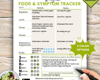 Food and Symptom Tracker | Printable Food Journal | IBS Symptom Log | Daily Health Tracker | Bowel Movement Journal | Food Sensitivity Log