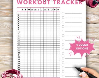 Printable Workout Log Tracker, Daily Fitness Planner, Exercise Log, Workout Tracker, Digital Download PDF, Fitness Journal, Workout Planner