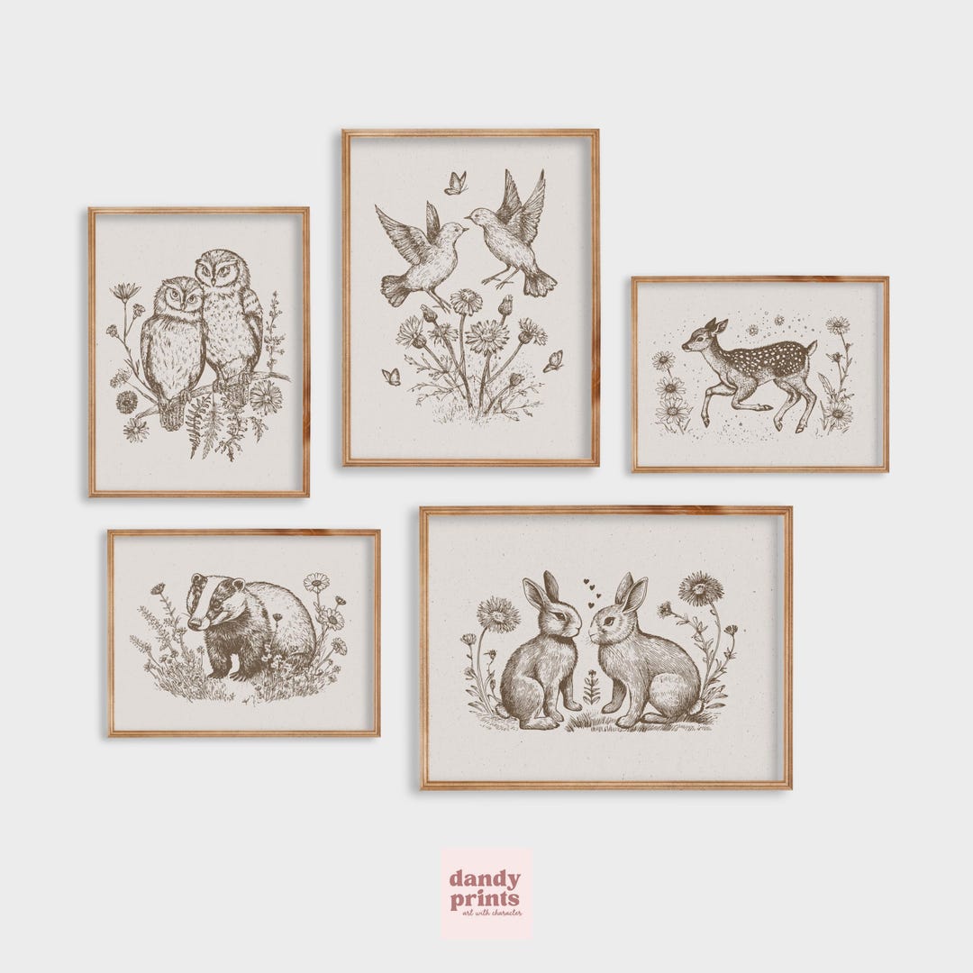 Woodland Nursery Printable Wall Art Set | Vintage Cottagecore Decor ...