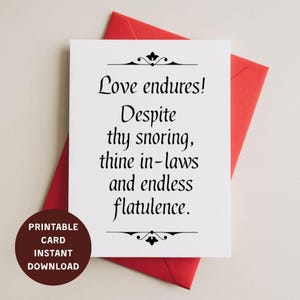 cartão de aniversário engraçado com envelope | IMPRIMÍVEL 4x6 download instantâneo | Saudações de Shakespeare | casal histórico e humorístico