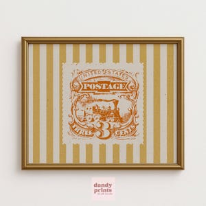 druckbare Kunst | Briefmarke Plakat | vintage Wandkunst Zug Geschenke | Streifen eklektisches Dekor Kunstdruck | herunterladbare Drucke trendy