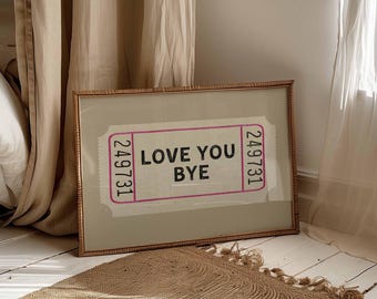 「Love You Bye」プリント：横長の廊下用ウォールアート（デジタルダウンロード）