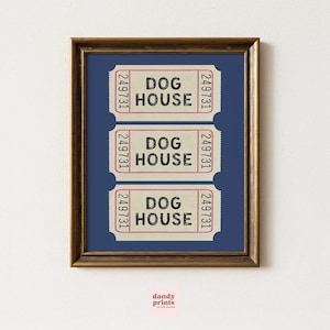 Retro Ticket Druck Hundewand Kunst | Hund Haustier Liebhaber Geschenk | druckbare Kunst | trendige Wandkunst | Hunde Geschenke | Hund Poster | herunterladbare Drucke