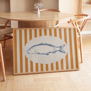 Fish Kitchen Poster: Unique Nautical Orange Wall Art (Digital Download)