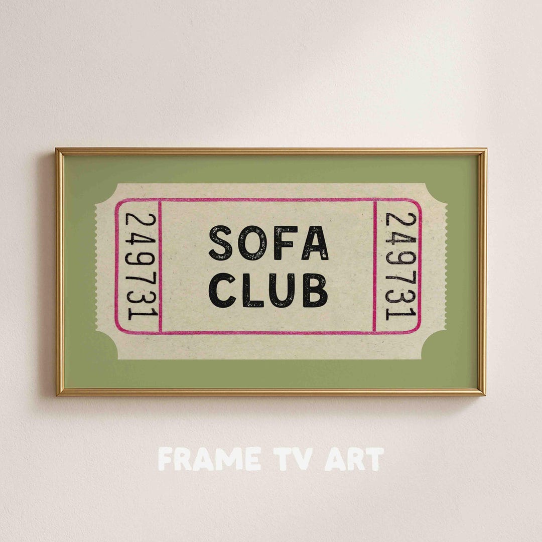 Sage Retro Sofa Club Ticket: TV Art for Samsung Frame (digital Download ...