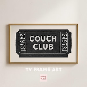 Couch Club Ticket Stub Rahmen TV Art: Schwarz Home Decor (Digitaler Download)