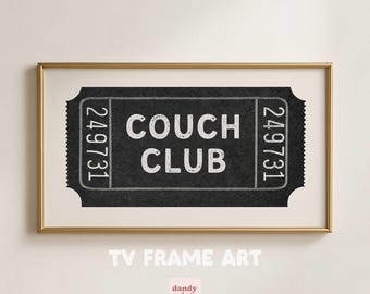 Samsung TV art couch club vintage ticket stub | neutral digital frame tv art | vintage style art for frame tv