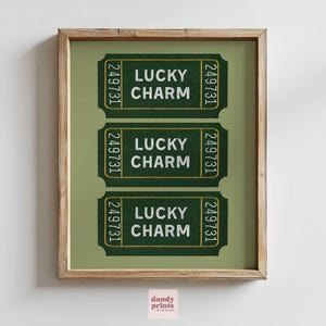 St Patrick&#39;s Day Printable Art: Lucky Charm Retro Ticket (Digital Download)