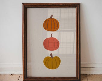 Lámina artística de calabaza otoñal: Decoración de pared de otoño para Acción de Gracias (Descarga digital)
