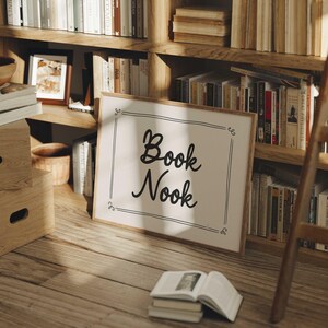 Book Nook Print: Neutral Bookish Wall Art (Digital Download)
