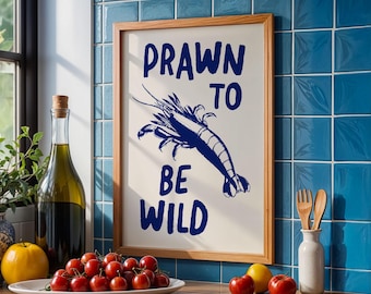 Funny Blue Kitchen Print: Blue Retro Food Art Poster (Digital Download)
